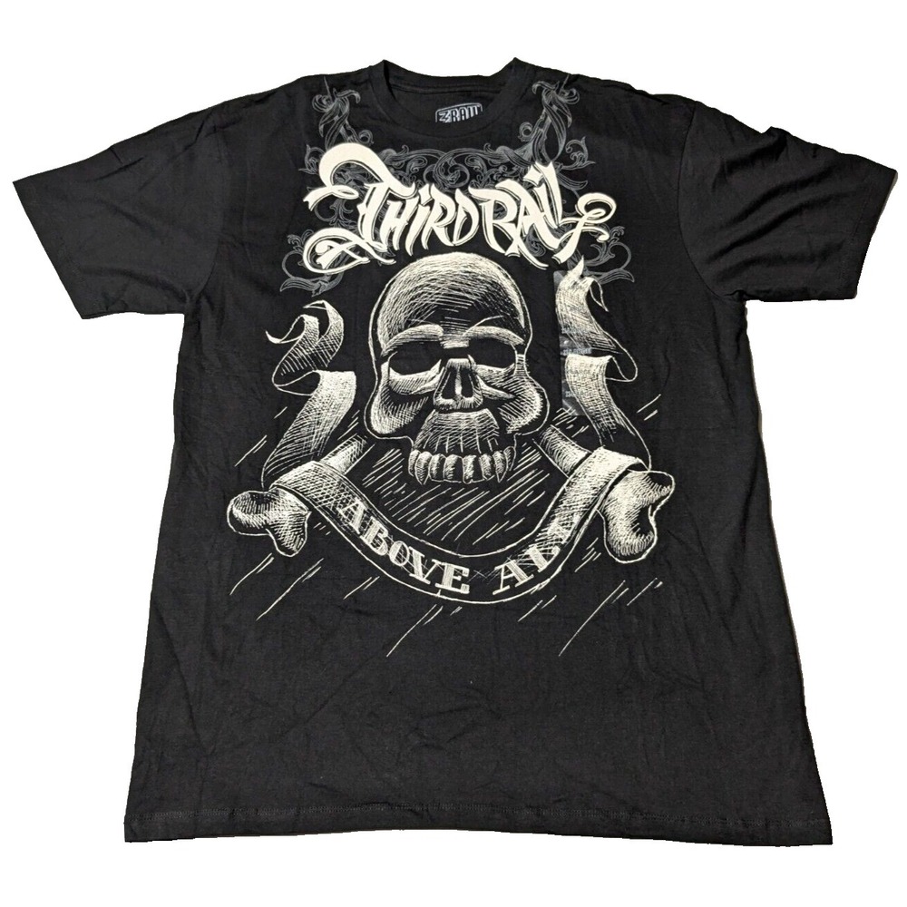 3RD RAIL‎ THIRD RAIL ABOVE ALL Men XL Black Skull Graphic T-Shirt NEW